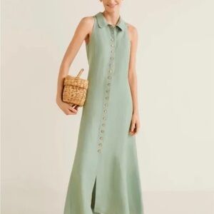Mango Button Front Sleeveless Dress